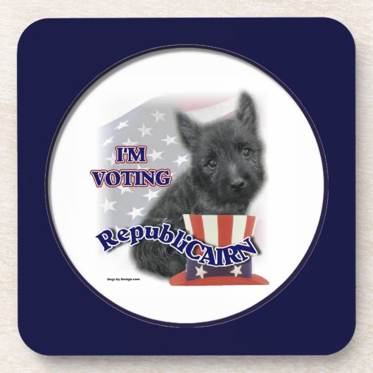 ケアン・テリアの政治的ユーモア コースター (正面)