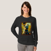 ケアン・テリアの絵画 ひまわりの花 母 女性  Tシャツ (正面フル)