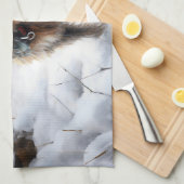 ケアン・テリアは雪のクリスマスを過ごした キッチンタオル (四つ折り)