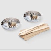 ケアン・テリアは雪のクリスマスを過ごした ハンドファン (組立なし)