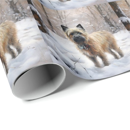 ケアン・テリアは雪のクリスマスを過ごした ラッピングペーパー (ロールコーナー)