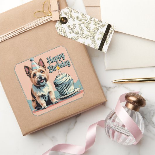 ケアン・テリアカラフル スクエアシール (ギフト)