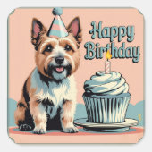 ケアン・テリアカラフル スクエアシール (正面)