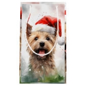 ケアン・テリアクリスマスブラシ絵画のアートワーク スモールペーパーバッグ (正面)