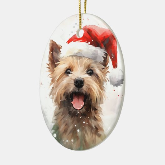 ケアン・テリアクリスマスブラシ絵画のアートワーク セラミックオーナメント (左)