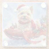 ケアン・テリア犬のソリでそれを雪のクリスマスに許可 ガラスコースター (裏面)
