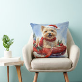 ケアン・テリア犬のソリでそれを雪のクリスマスに許可 クッション (椅子)