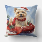 ケアン・テリア犬のソリでそれを雪のクリスマスに許可 クッション (正面)