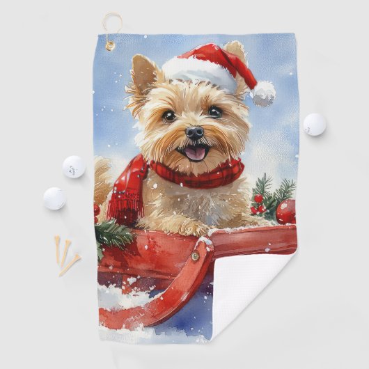 ケアン・テリア犬のソリでそれを雪のクリスマスに許可 ゴルフタオル (インサイチュ)