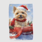 ケアン・テリア犬のソリでそれを雪のクリスマスに許可 ゴルフタオル (正面)