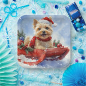 ケアン・テリア犬のソリでそれを雪のクリスマスに許可 ペーパープレート (パーティー)