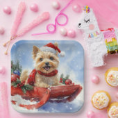 ケアン・テリア犬のソリでそれを雪のクリスマスに許可 ペーパープレート (パーティー)