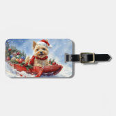 ケアン・テリア犬のソリでそれを雪のクリスマスに許可 ラゲッジタグ (正面横)