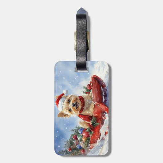 ケアン・テリア犬のソリでそれを雪のクリスマスに許可 ラゲッジタグ (裏面縦)