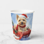 ケアン・テリア犬のソリでそれを雪のクリスマスに許可 紙コップ (裏面)