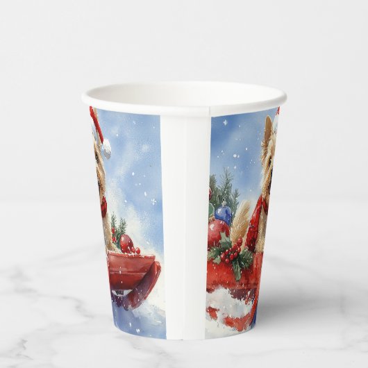 ケアン・テリア犬のソリでそれを雪のクリスマスに許可 紙コップ (右)
