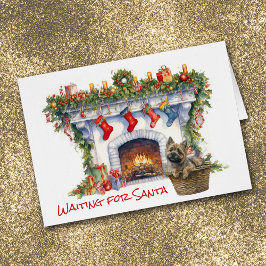 ケアン・テリア犬の暖炉がサンタを待つ