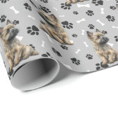 ケアン・テリア犬の模様（青） ラッピングペーパー (ロールコーナー)