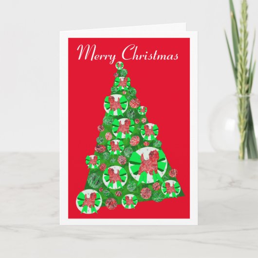 ケアン・テリア犬はシルエットクリスマスレッドを繁殖 カード (正面)