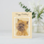 ケアン・テリア絵画ズ – かわいいオリジナルドッグアート ポストカード (スタンド正面)