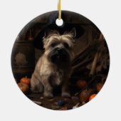 ケアン・テリア かぼちゃ ハロウィン おばけ セラミックオーナメント (裏面)