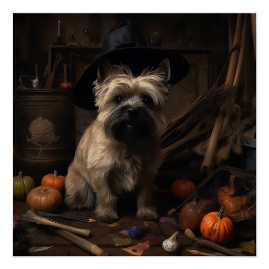 ケアン・テリア カボチャ ハロウィーン スケアリー ポスター (正面)