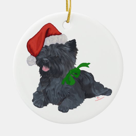 ケアン・テリア クリスマス セラミックオーナメント (正面)