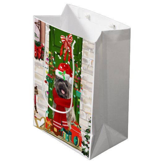ケアン・テリア・ドッグ・クリスマス ミディアムペーパーバッグ (正面アングル)