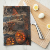 ケアン・テリア ハロウィーン スプーキー キッチンタオル (四つ折り)