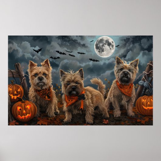 ケアン・テリア ハロウィーン スプーキー ポスター (正面)