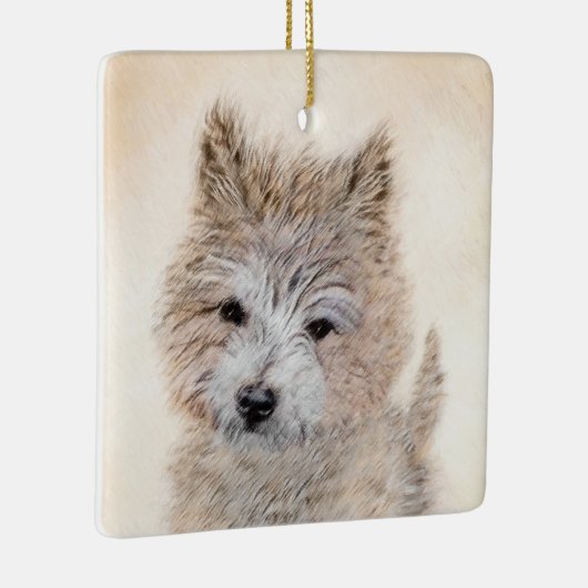 ケアン・テリア・パピ絵画ーの – オリジナル・ドッグ・アート セラミックオーナメント (右)