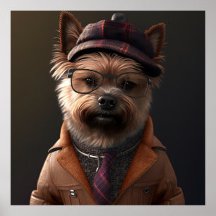 ケアン・テリア・ヒップスター犬のポスター ポスター