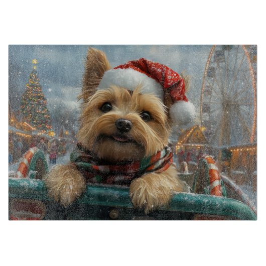 ケアン・テリア ローラーコースター クリスマス カッティングボード (正面)