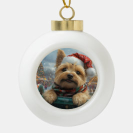 ケアン・テリア ローラーコースター クリスマス セラミックボールオーナメント