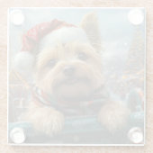 ケアン・テリア 犬 ローラーコースター クリスマス ガラスコースター (裏面)