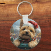 ケアン・テリア 犬 ローラーコースター クリスマス キーホルダー (正面)