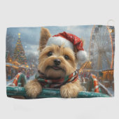 ケアン・テリア 犬 ローラーコースター クリスマス ゴルフタオル (横)