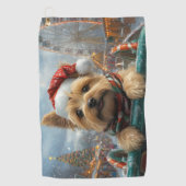 ケアン・テリア 犬 ローラーコースター クリスマス ゴルフタオル (正面)