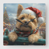 ケアン・テリア 犬 ローラーコースター クリスマス スクエア壁時計 (正面)