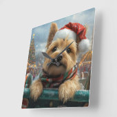 ケアン・テリア 犬 ローラーコースター クリスマス スクエア壁時計 (傾斜)