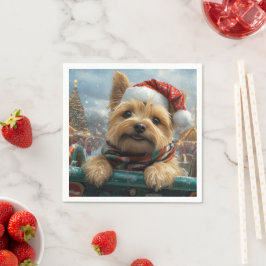 ケアン・テリア 犬 ローラーコースター クリスマス スタンダードカクテルナプキン