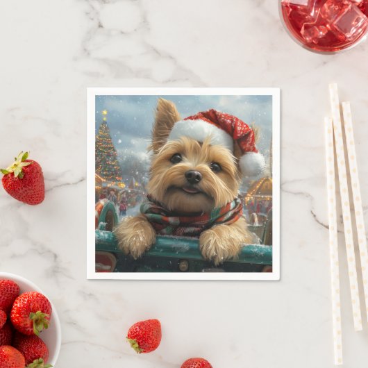 ケアン・テリア 犬 ローラーコースター クリスマス スタンダードカクテルナプキン (インサイチュ)