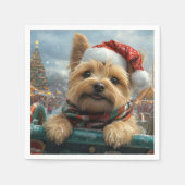 ケアン・テリア 犬 ローラーコースター クリスマス スタンダードカクテルナプキン (正面)