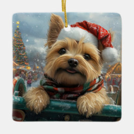 ケアン・テリア 犬 ローラーコースター クリスマス セラミックオーナメント