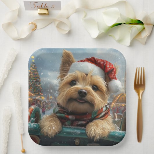 ケアン・テリア 犬 ローラーコースター クリスマス ペーパープレート (ウェディング)