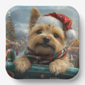 ケアン・テリア 犬 ローラーコースター クリスマス ペーパープレート (正面)