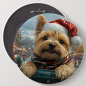 ケアン・テリア 犬 ローラーコースター クリスマス 缶バッジ (正面&裏面)