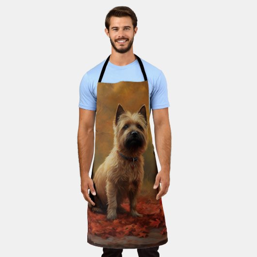 ケアン・テリアin紅葉秋インスパイア エプロン (着用した状態)