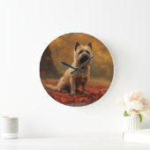 ケアン・テリアin紅葉秋インスパイア ラージ壁時計 (ホーム)