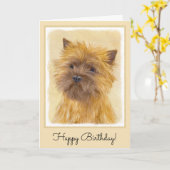 ケアン·テリ絵画アーズ-かわいいオリジナルのドッグアート カード (黄色い花)